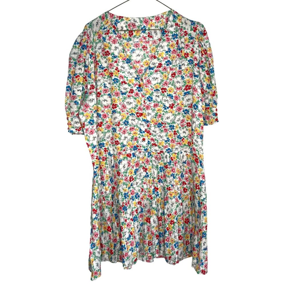 Vintage 80s Floral Above the Knee Dress Size L